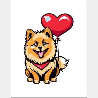 Pomeranian Heart Balloon - Valentines Day Posters and Art